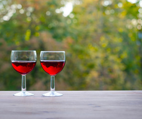  Still life concept. Two wine glasses.