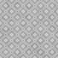 Gray and White Maltese Cross Symbol Tile Pattern Repeat Backgrou