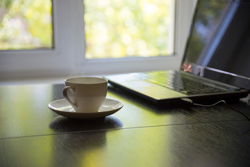 cup of coffee and laptop 