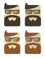 Vector set of cartoon male faces with hipster haircut