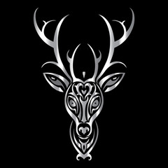 Deer head. Polynesian tattoo style