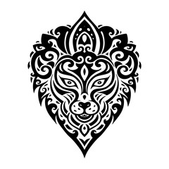 Lions head. Tribal pattern.