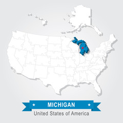 Fototapeta premium Michigan state. USA administrative map.