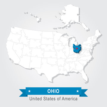 OHIO state. USA administrative map.