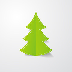 a paper Christmas tree on the white background