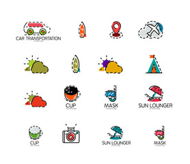 Set of abstract travel logo icons. Business, app or internet web