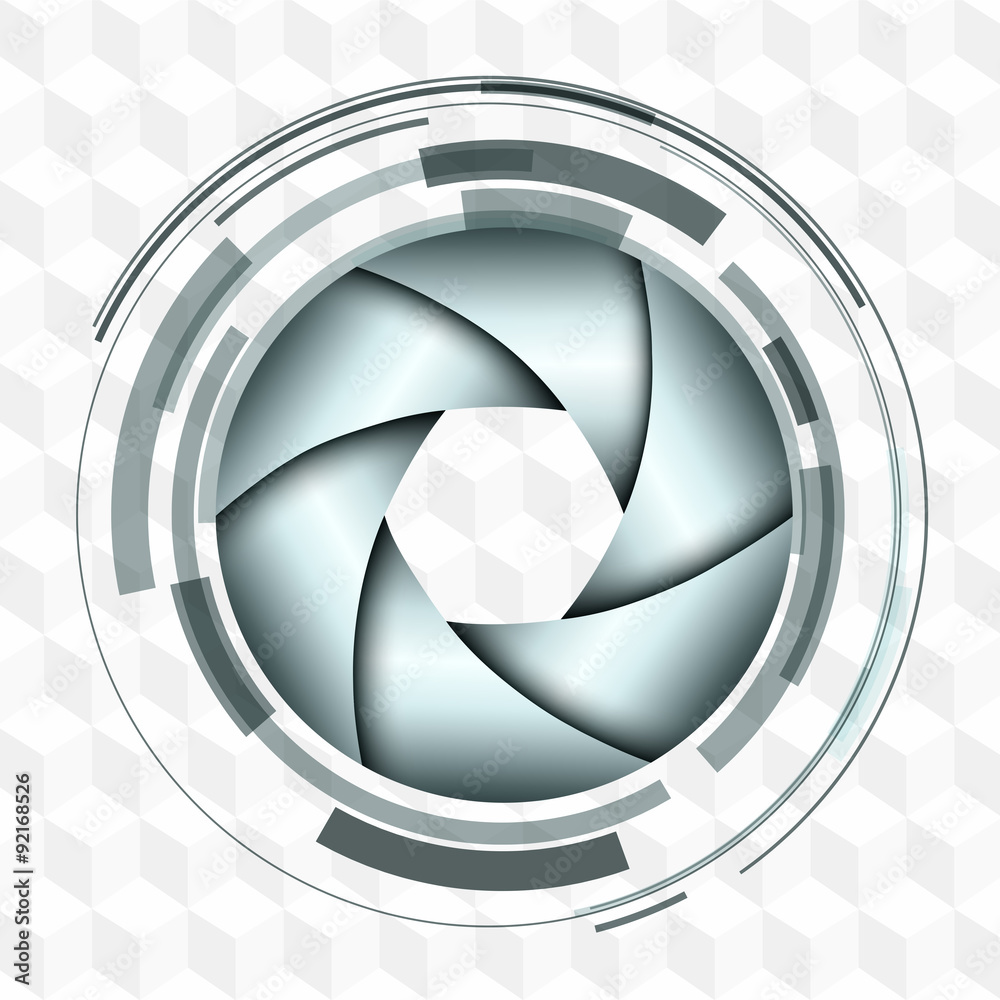 Poster Background 3D with abstract lens design and vector shutter.