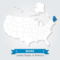 Maine state. USA administrative map.