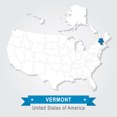 Vermont state. USA administrative map.