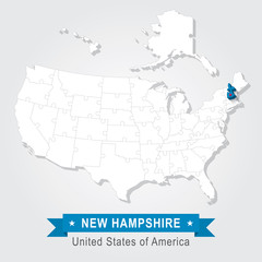 New Hampshire state. USA administrative map.