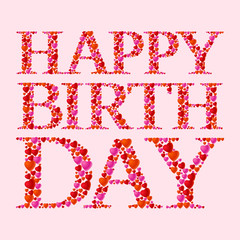 Happy birthday vector card with heart font for love