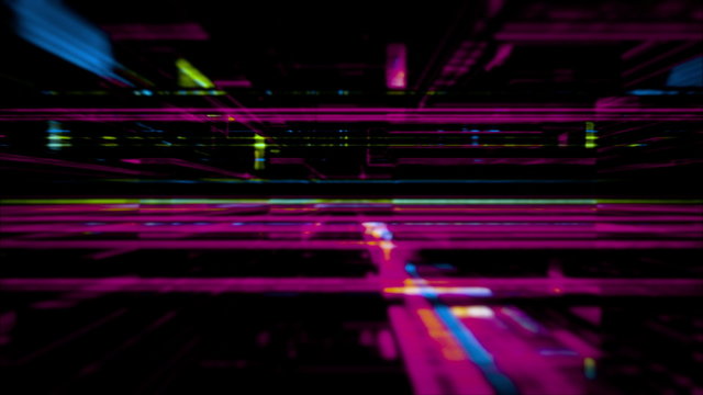 Data Storm 0515: Traveling through a maze of flickering high energy light streaks (Video Loop).