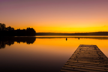 Obraz premium Herbstmorgen am Schwarzer See, Mecklenburgische Seenplatte