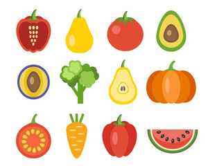 Vegetables And Fruits Icons