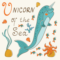 Narwhal the unicorn of the sea. © olillia