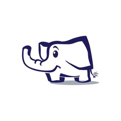 Small nice elephant. Funny character baby elephant. Smiles. Happy. Beautiful.