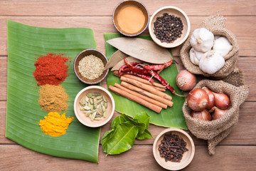 herbs on the wooden table
