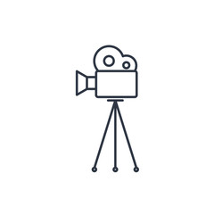 Movie camera on tripod outline icon