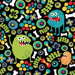 Cute monsters seamless texture.