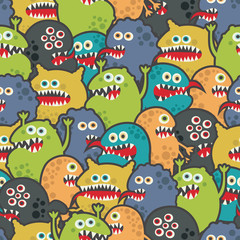 Cute monsters seamless texture.