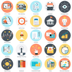 Business and finance theme, flat style, colorful, vector icon se