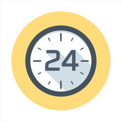 Twenty-four hours open icon theme, flat style, colorful, vector