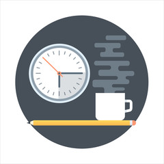 Lunch break theme, flat style, colorful, vector icon set for inf