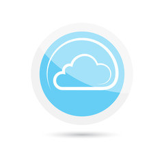 glossy vector round icon clouds on a blue background