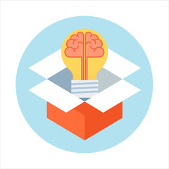 Think outside the box theme, flat style, colorful, vector icon f