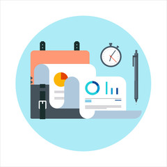 Project Management theme flat style, minimal, stylish colorful, vector icon for info graphics, websites, mobile and print media.