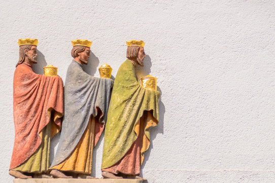 Three wise men relief on a wall