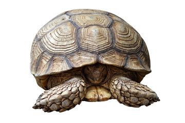 Obraz premium african spurred tortoise or geochelone sulcata isolated on white