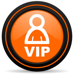 vip orange glossy web icon on white background