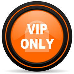 vip only orange glossy web icon on white background