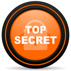 top seret orange glossy web icon on white background