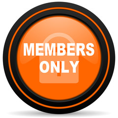 members only orange glossy web icon on white background