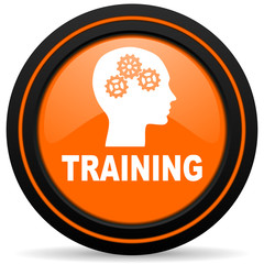 training orange glossy web icon on white background