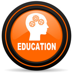 education orange glossy web icon on white background