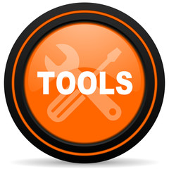 tools orange glossy web icon on white background
