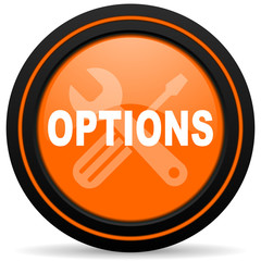 options orange glossy web icon on white background