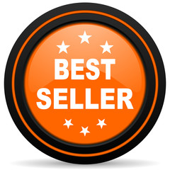 best seller orange glossy web icon on white background