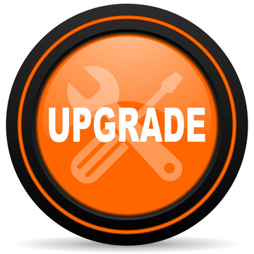 upgrade orange glossy web icon on white background