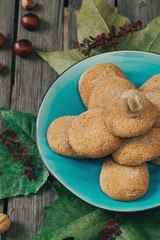 Homemade cookies on the old vintage table.