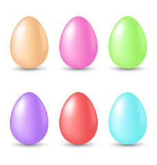 Easter set painted eggs isolated on white background 