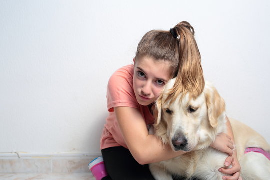 TEENAGER WITH HER DOG