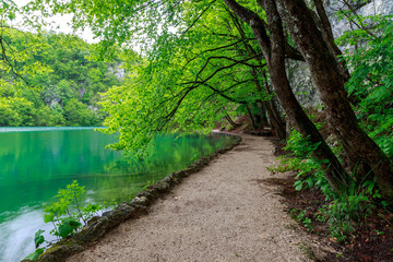 Wooden path in National Park in Plitvice