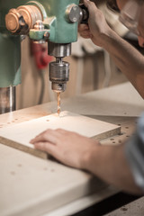 Drilling a hole in wood