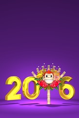Monkey Kumade And 2016 On Black Text Space