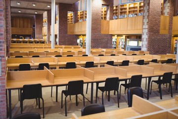 Empty seats in row at library