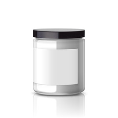 blank glass jar with label